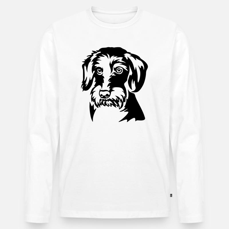 Dackel Kopf - Männer Premium Bio Langarmshirt - Weiß