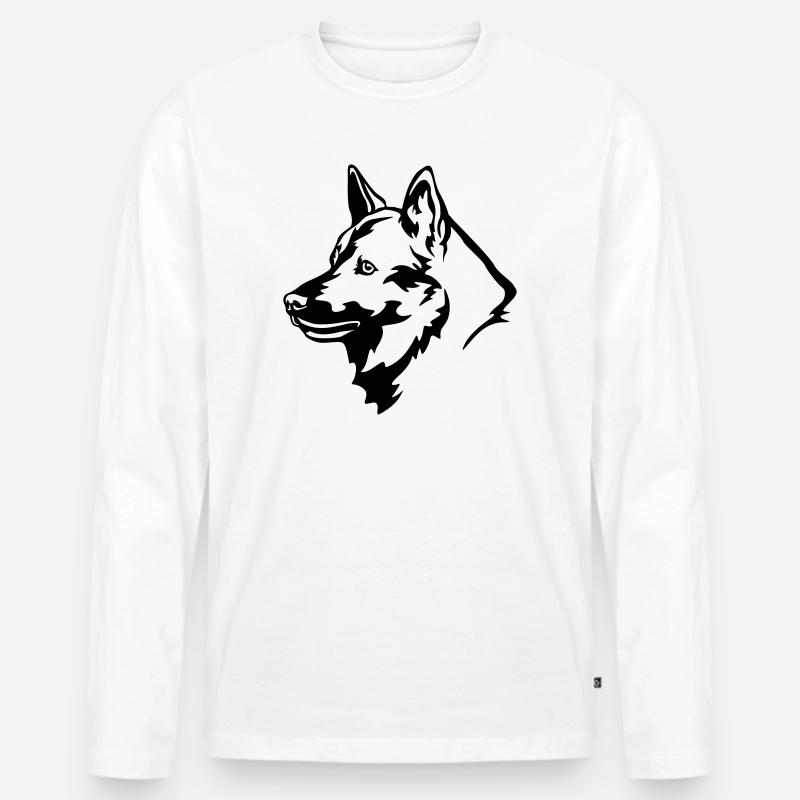 Norwegischer Elchhund Kopf - Männer Premium Bio Langarmshirt - Weiß