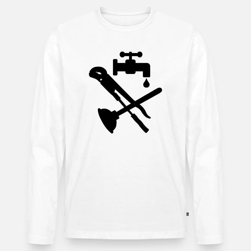 Logo des Werkzeugklempnerkrans - Männer Premium Bio Langarmshirt - Weiß
