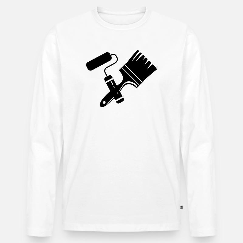 Tool Painter Walze und Pinsel Logo - Männer Premium Bio Langarmshirt - Weiß