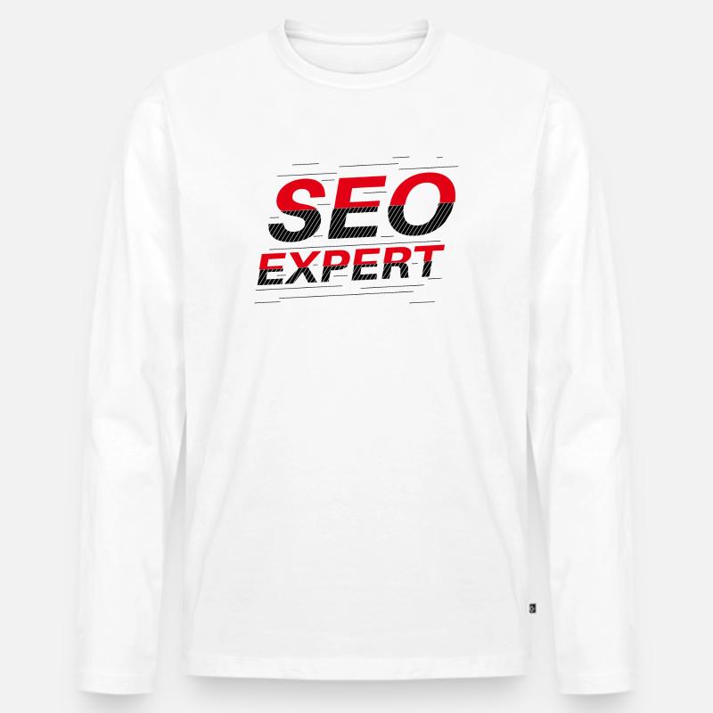 SEO-Experte: Abstrakte Typografie - Männer Premium Bio Langarmshirt - Weiß