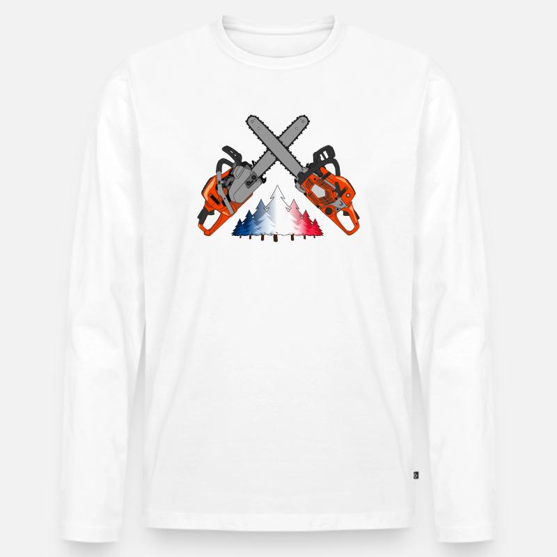 Kettensäge - Frankreich - Männer Premium Bio Langarmshirt - Weiß