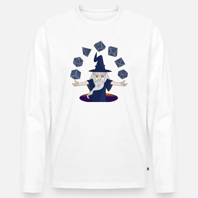 Ein Zauberer mit schwebenden Würfeln - Männer Premium Bio Langarmshirt - Weiß