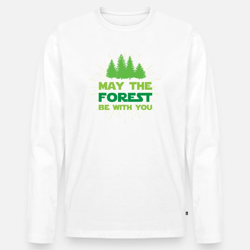 Möge der Wald mit dir sein - Männer Premium Bio Langarmshirt - Weiß