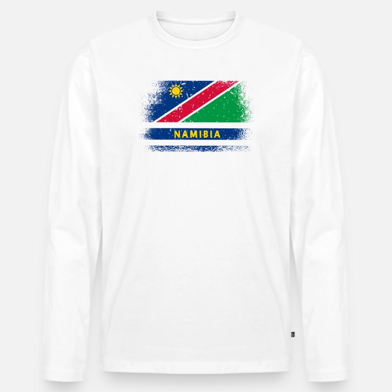 Namibia Flaggen Design - Männer Premium Bio Langarmshirt - Weiß
