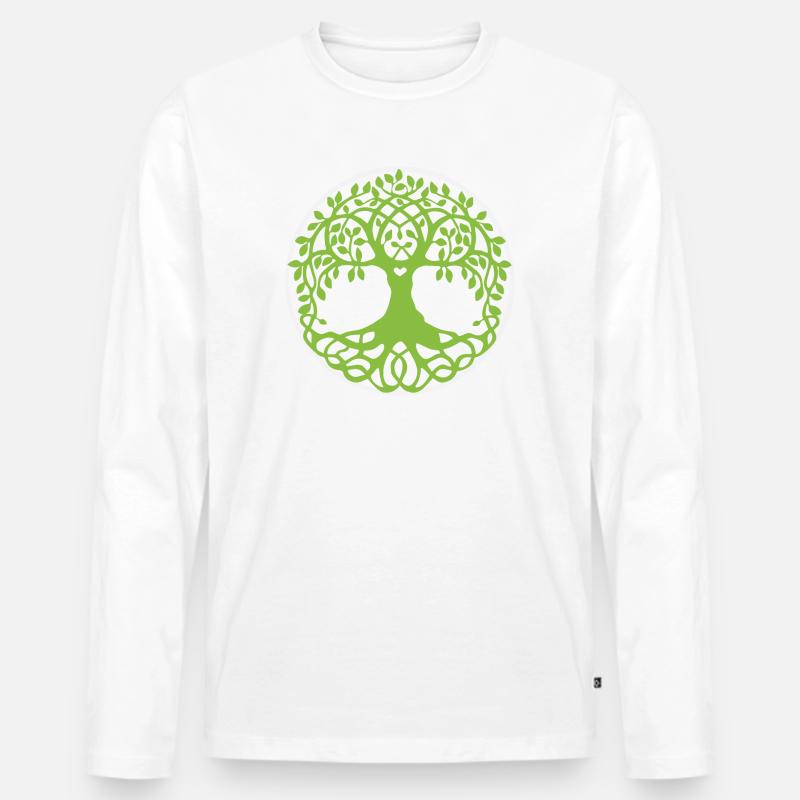 Mandala Baum des Lebens - Männer Premium Bio Langarmshirt - Weiß