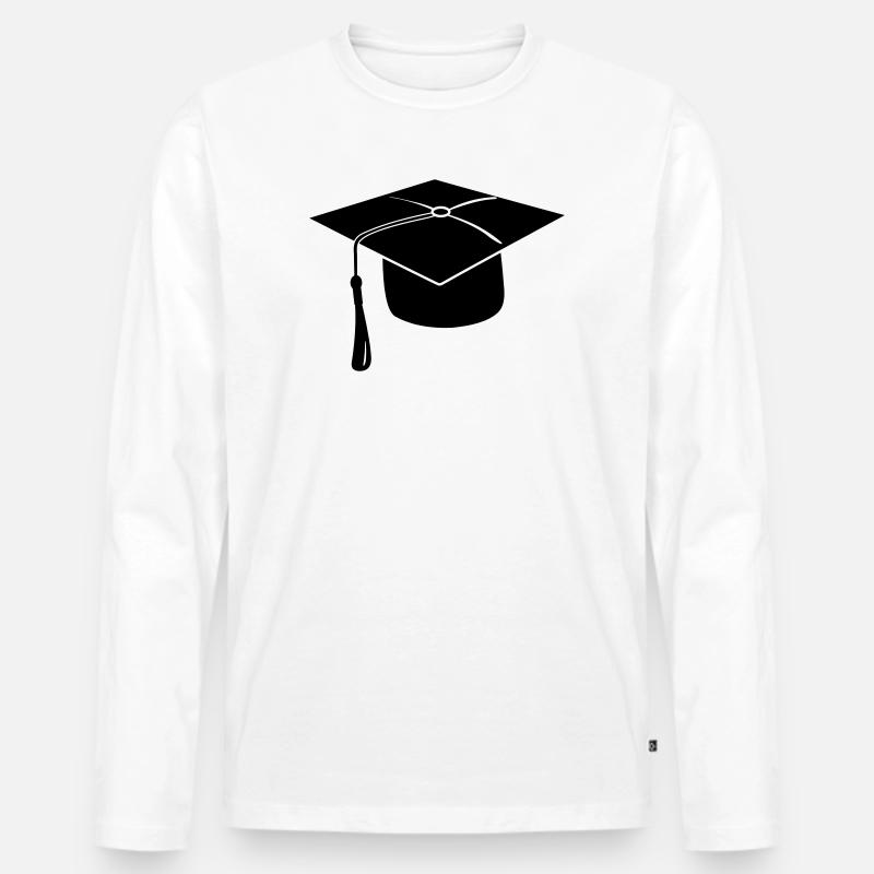Hauben- oder Hutlogo für die Prüfungspräsentation - Männer Premium Bio Langarmshirt - Weiß
