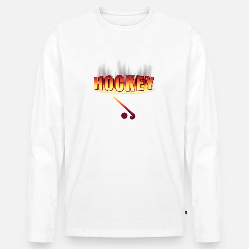 Hockey Design - Männer Premium Bio Langarmshirt - Weiß