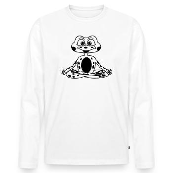 Meditationsfrosch - Männer Premium Bio Langarmshirt - Weiß - Vorne - Nico (187cm)