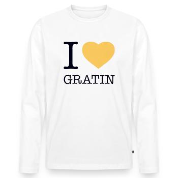 J’ADORE LES POMMES DE TERRE GRATINÉES - T-shirt manches longues Premium bio Homme - blanc - Devant - Nico (187cm)