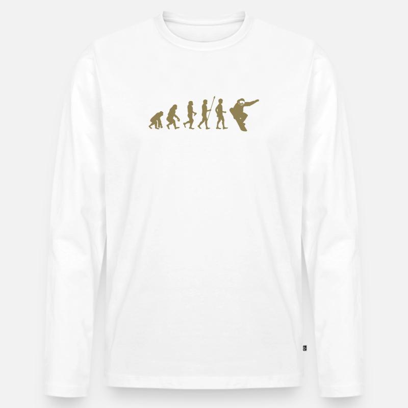 Snowboarder Evolution Gift Idea - Men's Premium Organic Long Sleeve Shirt - white