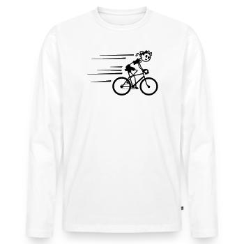 Radfahrer Strichmännchen radeln schnell - Männer Premium Bio Langarmshirt - Weiß - Vorne - Nico (187cm)