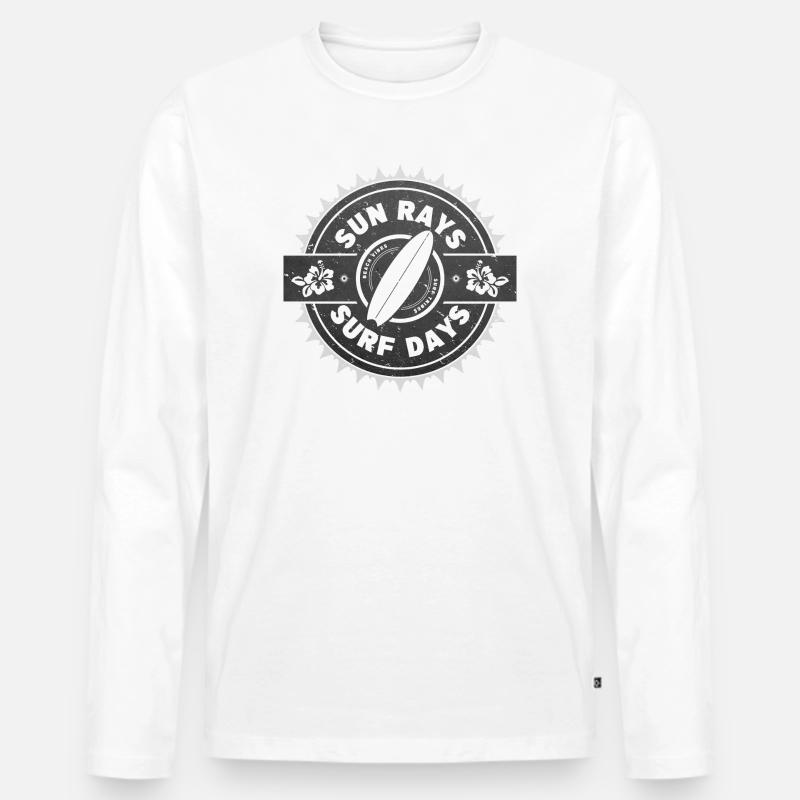 Surfen Retro Surfer Grafikdesign - Männer Premium Bio Langarmshirt - Weiß