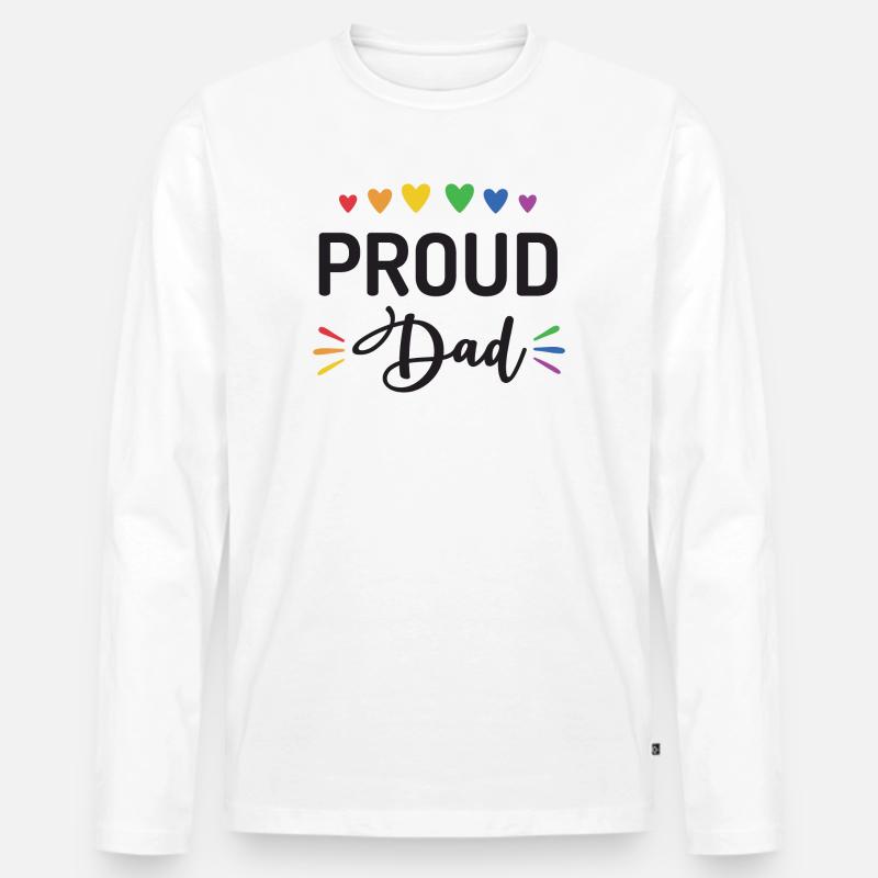 Stolzer Papa - Männer Premium Bio Langarmshirt - Weiß