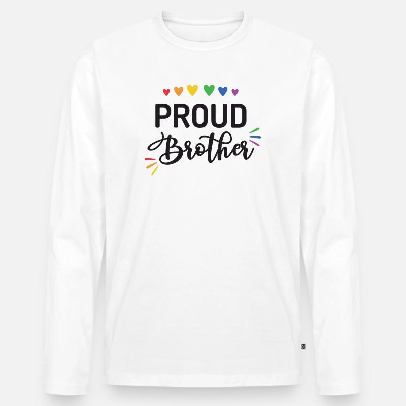 Stolzer Bruder - Männer Premium Bio Langarmshirt - Weiß