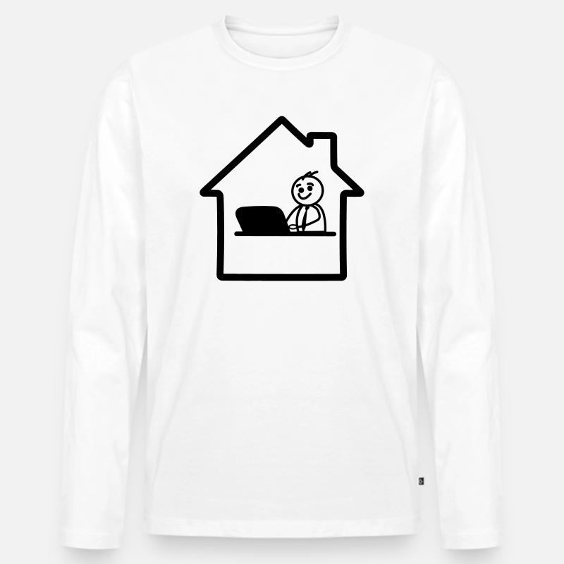Arbeiten zu Hause einfaches Logo - Männer Premium Bio Langarmshirt - Weiß