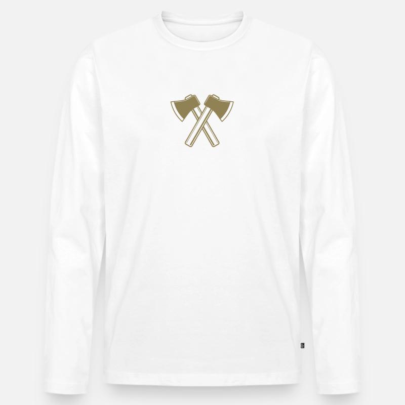 Axt Äxte Holzfäller Forstwirt - Männer Premium Bio Langarmshirt - Weiß