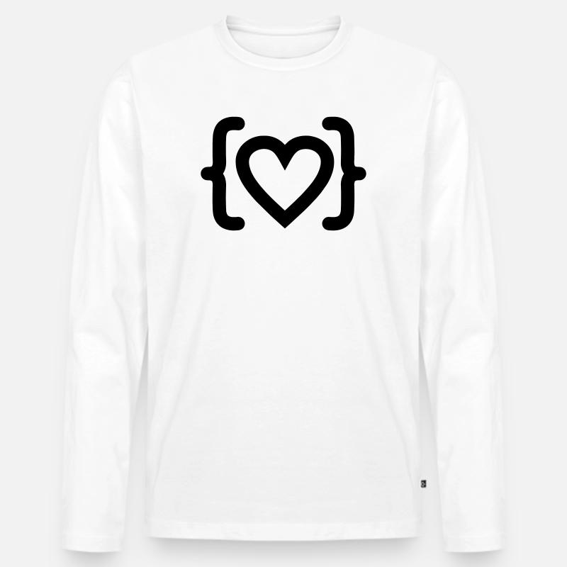 Herz des Programmierer-Code-Logos - Männer Premium Bio Langarmshirt - Weiß