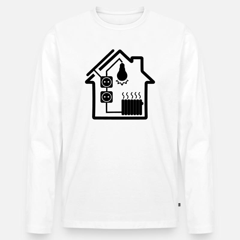 Haus mit Solarenergie - Männer Premium Bio Langarmshirt - Weiß