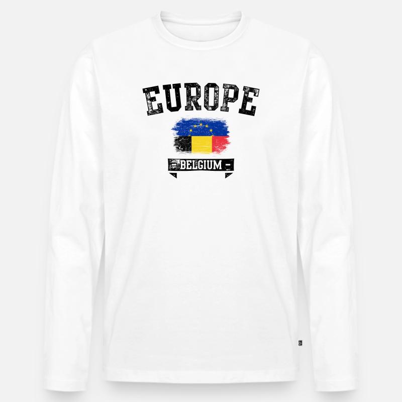 EU Pinsel Flagge Rumänien Stolz - Männer Premium Bio Langarmshirt - Weiß