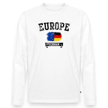 EU Deutschland Flagge Pinselmischung - Männer Premium Bio Langarmshirt - Weiß - Vorne - Nico (187cm)