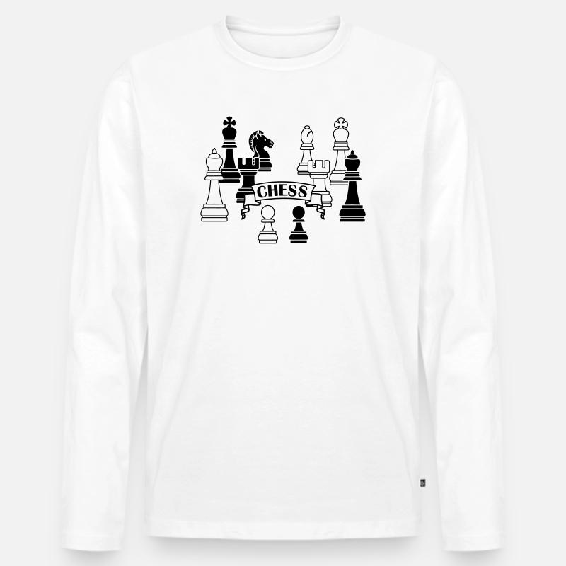 Schachfiguren Schach - Männer Premium Bio Langarmshirt - Weiß