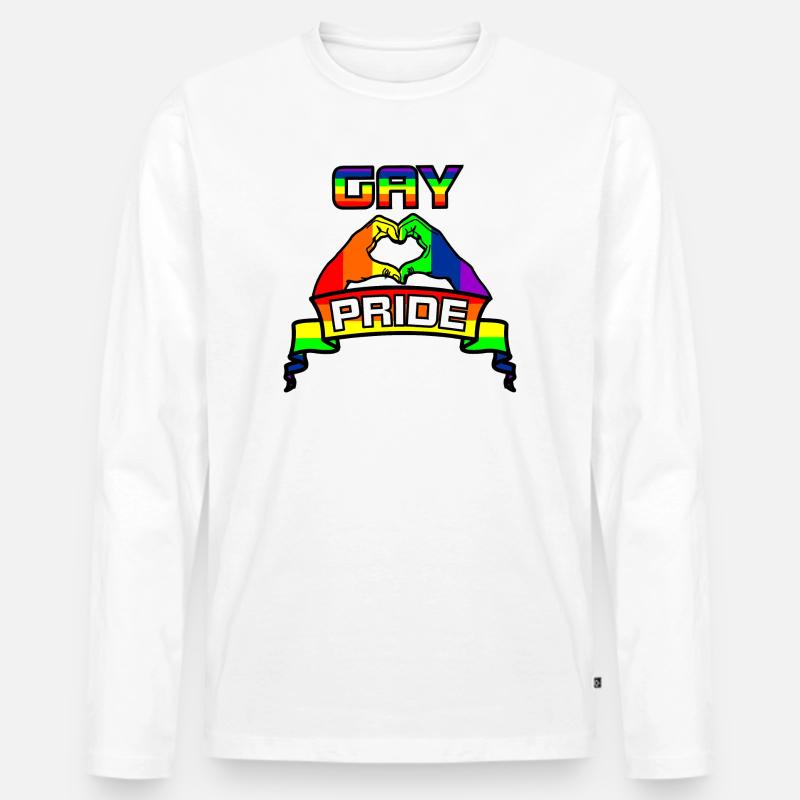 Regenbogen Gay Pride Logo 4 - Männer Premium Bio Langarmshirt - Weiß