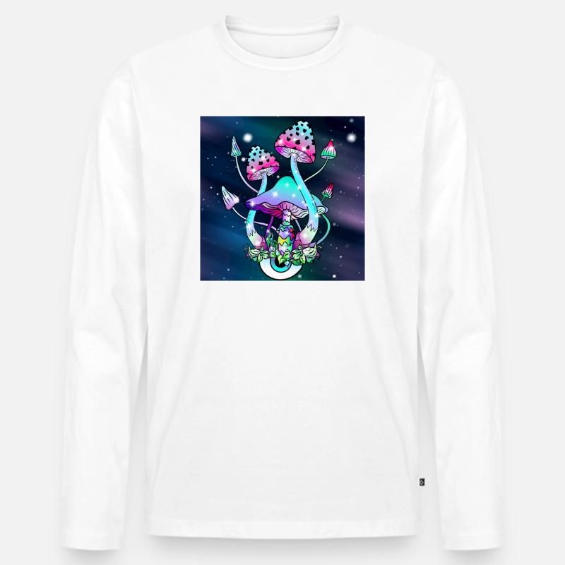 Magic Mushrooms Space art - Männer Premium Bio Langarmshirt - Weiß