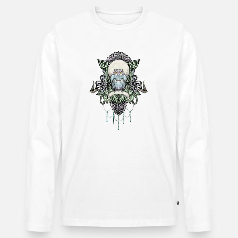 Niedliche dekorative Eule - Männer Premium Bio Langarmshirt - Weiß