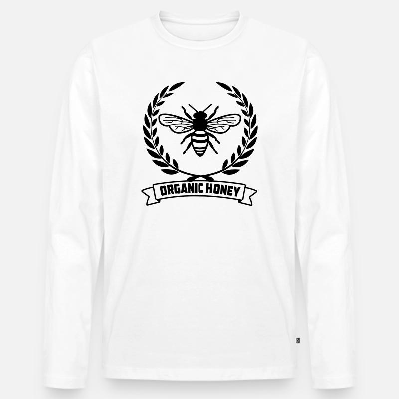 Bienen im Lorbeerkranz - Männer Premium Bio Langarmshirt - Weiß