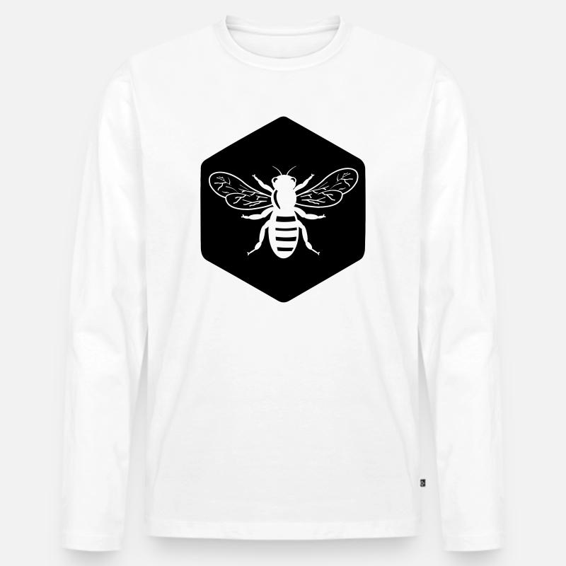 Beim Ausschneiden in Waben - Männer Premium Bio Langarmshirt - Weiß