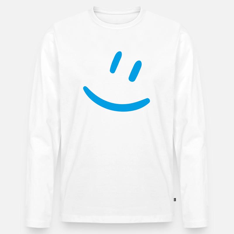 Smily türkis - Männer Premium Bio Langarmshirt - Weiß