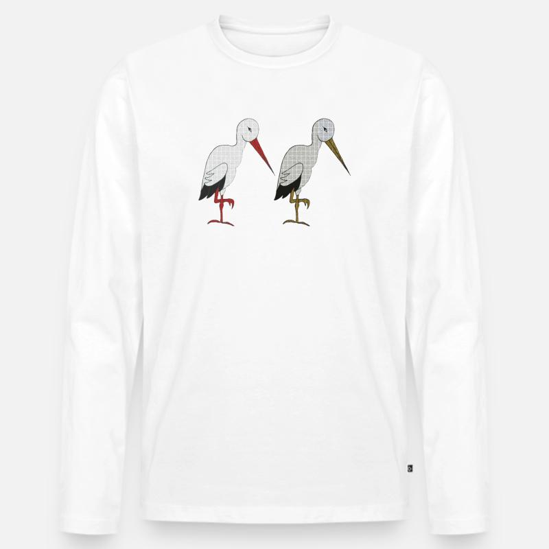 storchenpaar - Männer Premium Bio Langarmshirt - Weiß