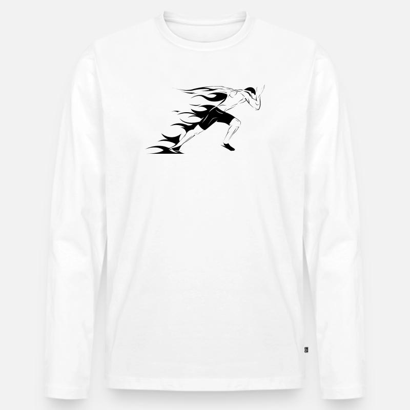 Läufer Symbol Illustration Sprinter Grafik icon - Männer Premium Bio Langarmshirt - Weiß