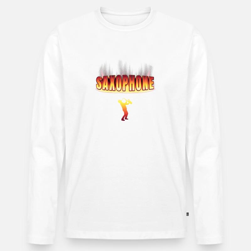 Saxophon Design - Männer Premium Bio Langarmshirt - Weiß