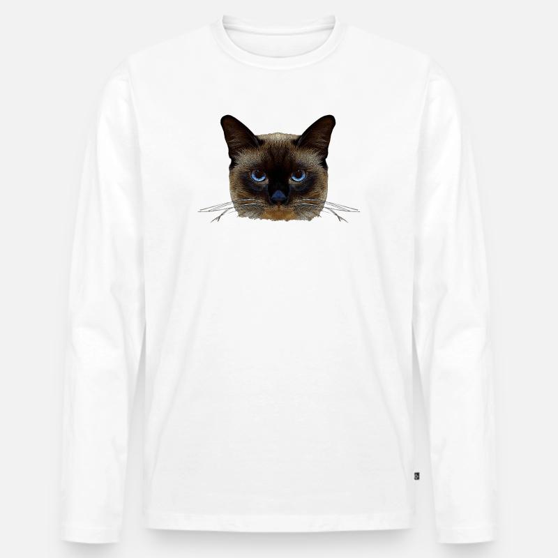 Siam katze, süße Tees, closing - Männer Premium Bio Langarmshirt - Weiß