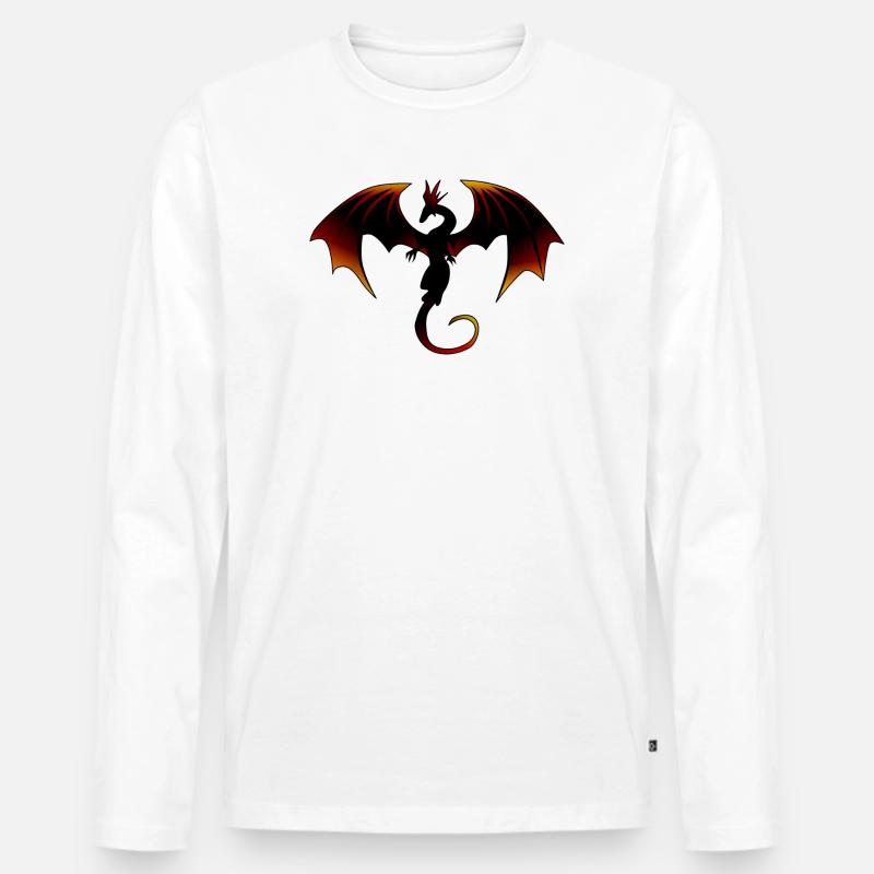 Feuer Drache, Fire Dragon - Männer Premium Bio Langarmshirt - Weiß