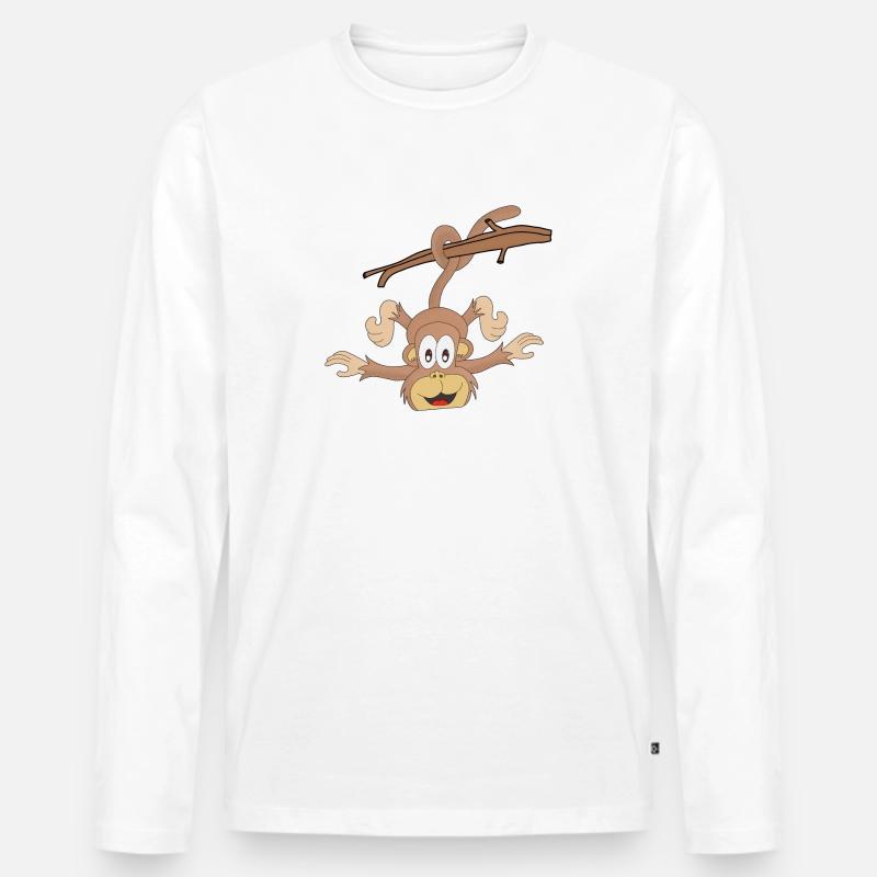 Hängender Affe - Männer Premium Bio Langarmshirt - Weiß