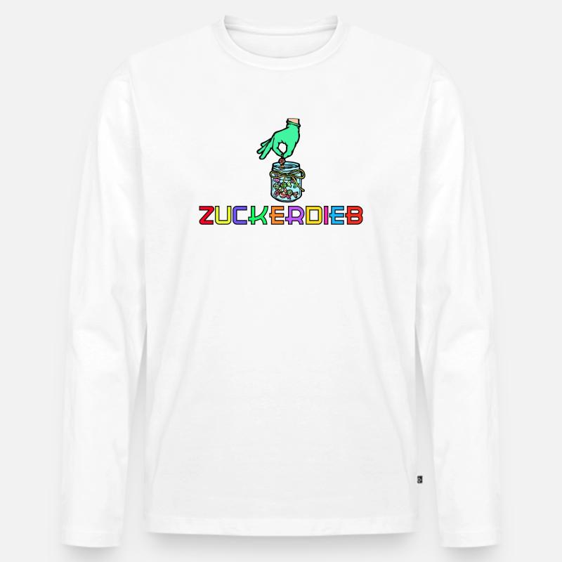 Bonbon Statement Süßigkeiten Nachspeise Süß - Männer Premium Bio Langarmshirt - Weiß