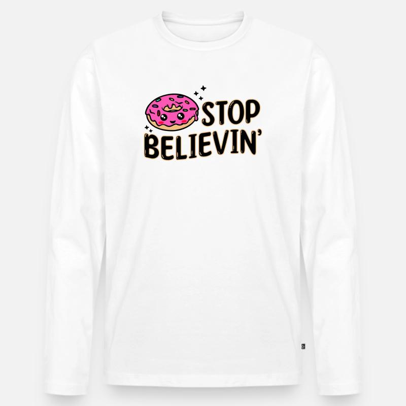 Süßigkeiten Naschen Statement Lecker Donut - Männer Premium Bio Langarmshirt - Weiß