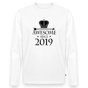 Millésime 2019 - Fantastique depuis 2019 - T-shirt manches longues Premium bio Homme - blanc - Devant - Nico (187cm)