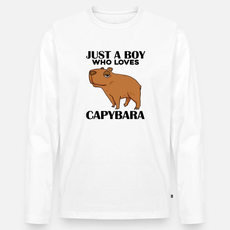 Capybara Junge - Männer Premium Bio Langarmshirt - Weiß
