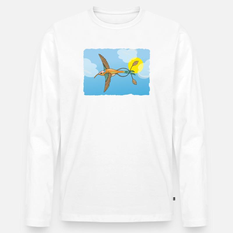 Der Kolibri - Männer Premium Bio Langarmshirt - Weiß