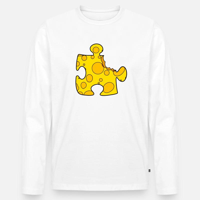 Käse Puzzle - Männer Premium Bio Langarmshirt - Weiß