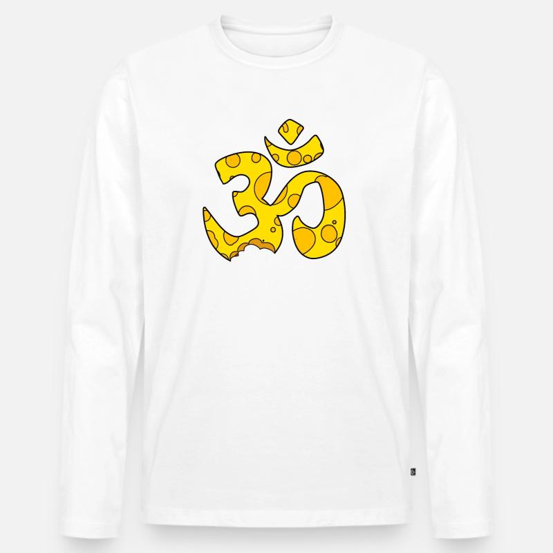 Käse OM Zeichen - Männer Premium Bio Langarmshirt - Weiß