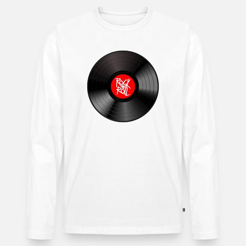Rock 'n' Roll Vinyl: Ein Statement T-Shirt - Männer Premium Bio Langarmshirt - Weiß
