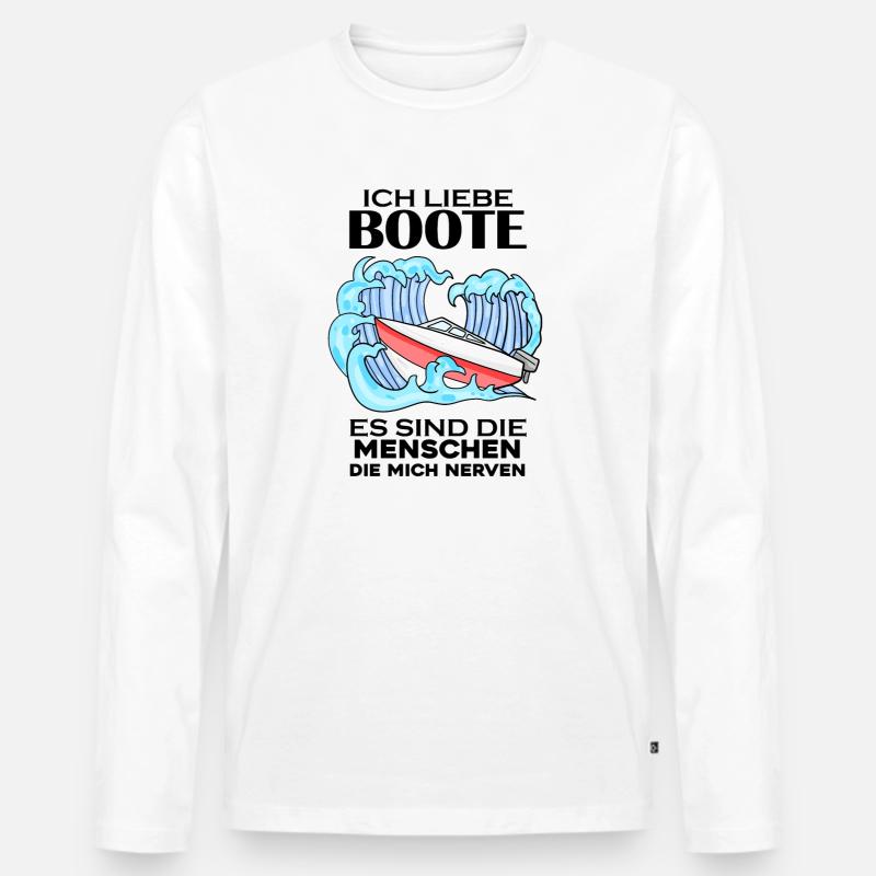 Motorboot Kapitän Bootsführerschein - Männer Premium Bio Langarmshirt - Weiß