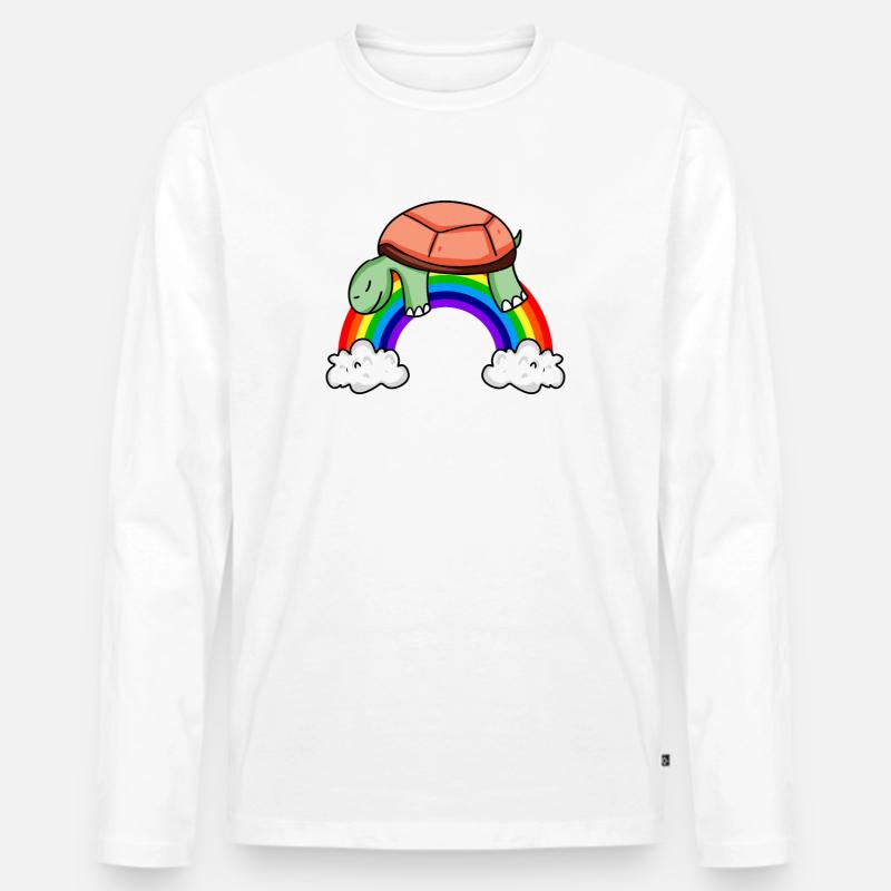 Regenbogen Schildkröte - Männer Premium Bio Langarmshirt - Weiß