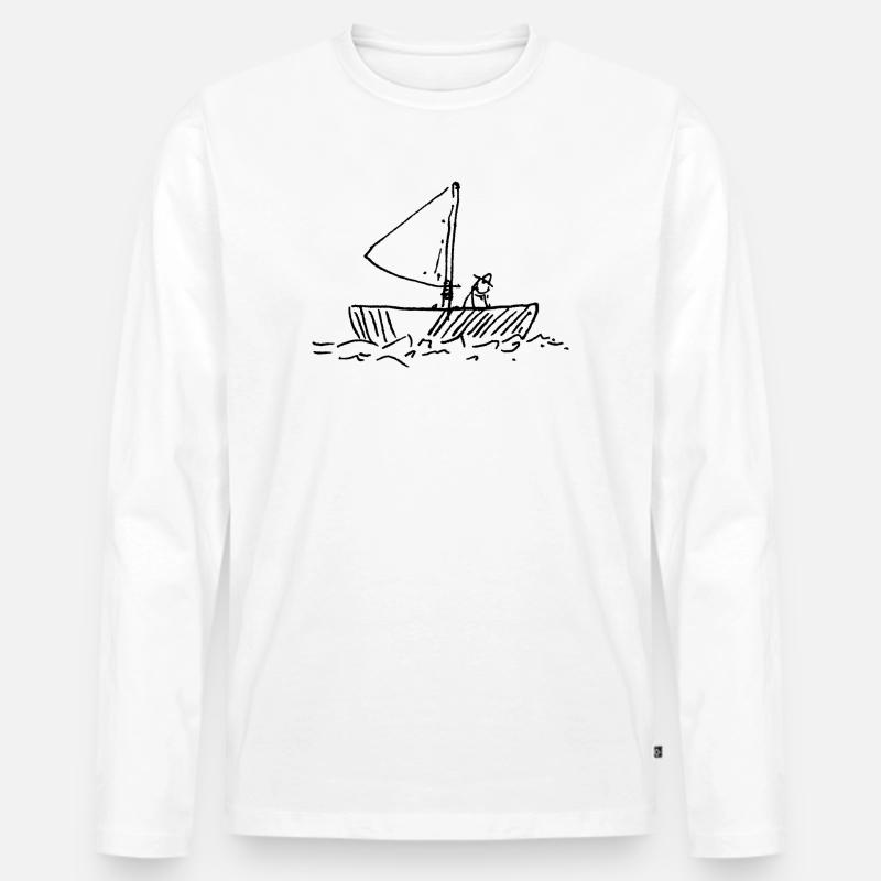 Fischer im Boot - Männer Premium Bio Langarmshirt - Weiß