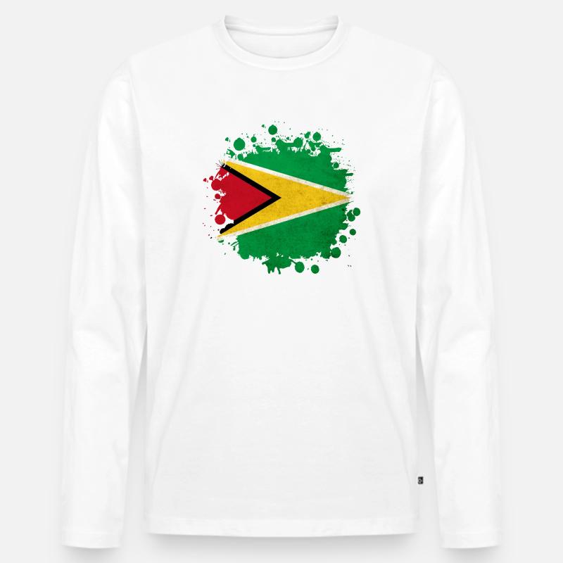 Guyana Flagge Klecks - Männer Premium Bio Langarmshirt - Weiß